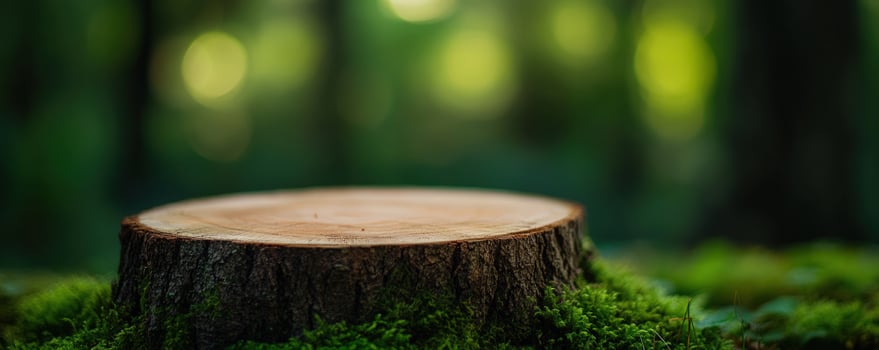 Forest tree stump product display photo