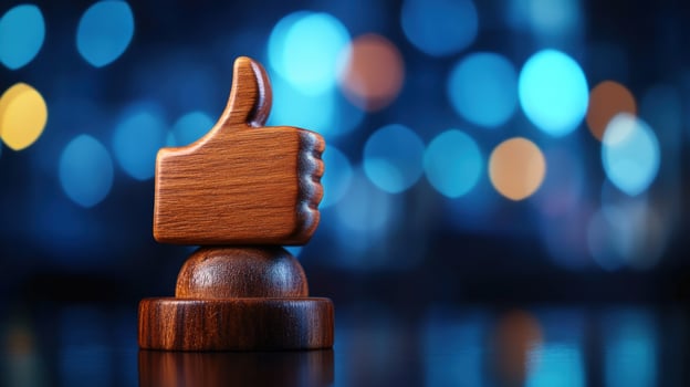 Wooden Thumbs Up City Night Success photo