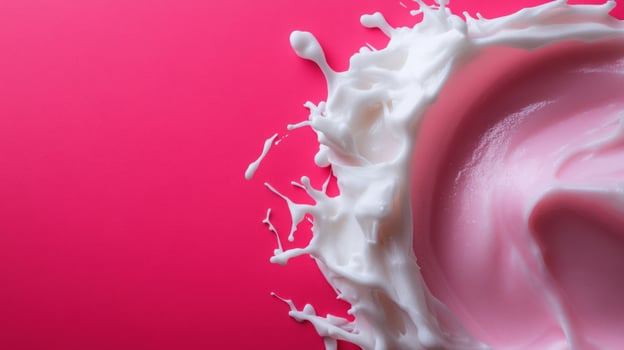 Pink cream splash on vibrant background photo