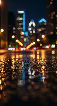 A wet street at night photo