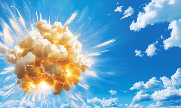 Dramatic sky cloud burst with radiant light and energy photo