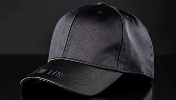 Black baseball cap close up headwear accessory mockup product photo