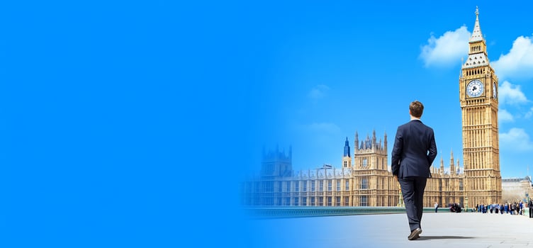 Iconic architecture with walking person clear sky travel photo
