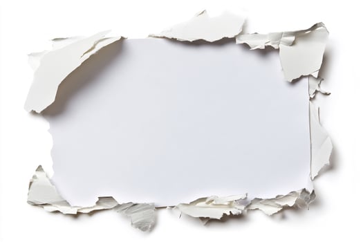 Torn paper frame with empty space on white background for message or graphic photo