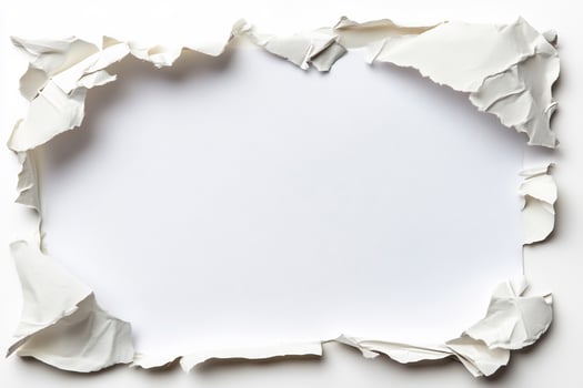 Torn paper frame white abstract texture background with copy space photo