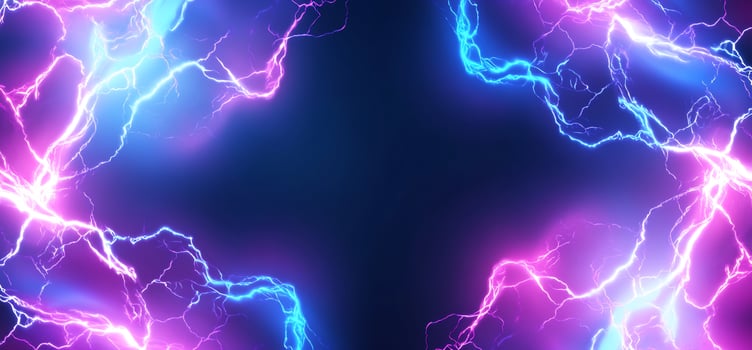 Abstract lightning background with electric energy bolts and dynamic colors photo