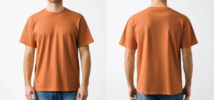 Orange shirt mockup front and back views simple clothing apparel fashion photo