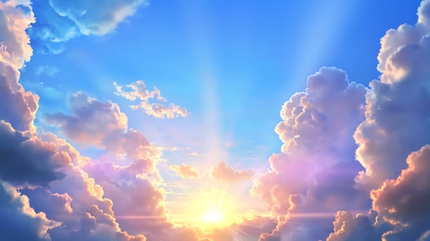 Scenic sky landscape with sunlight and clouds photo