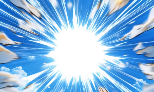 Dynamic light burst effect on sky background radial blur photo
