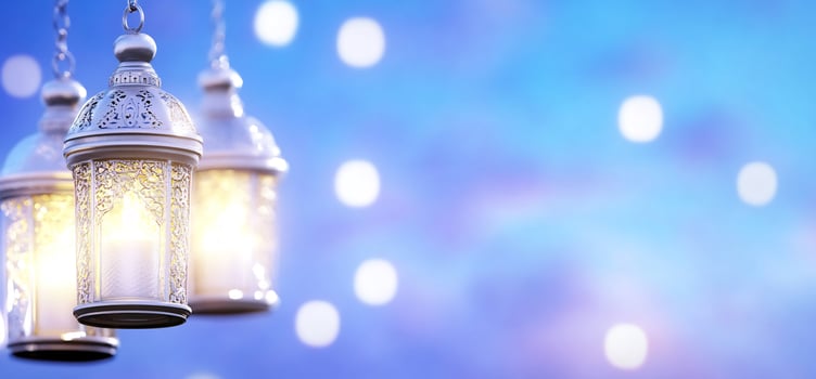 Hanging lanterns with bokeh background for celebrations photo