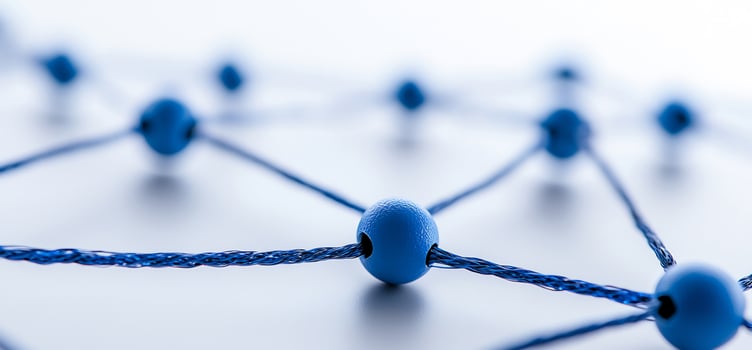 Interconnected network of nodes with fiber optics conceptual abstract photo