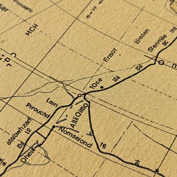 Vintage Map Detail Showing Geographical Features. photo