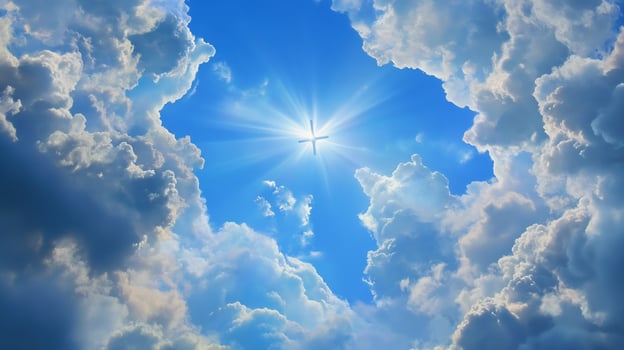 Blue sky and clouds with sunlight heaven hope freedom photo