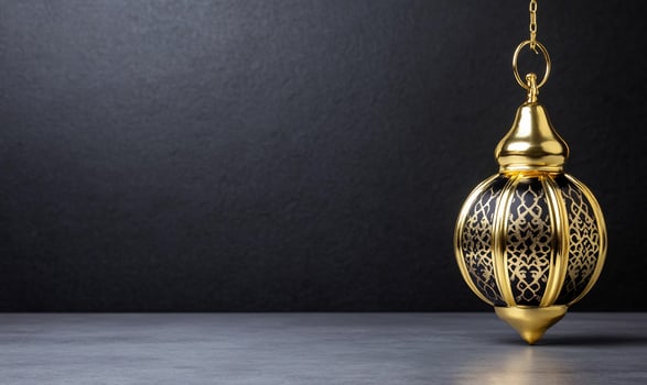 Ornamental gold lantern hanging decoration for festive celebrations and cultural events photo