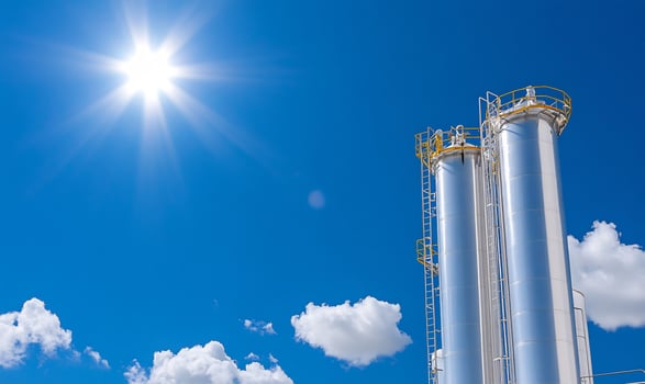 Industrial tanks against clear sky energy production and storage photo