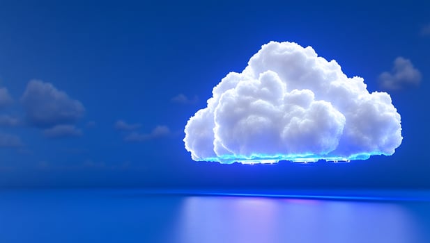 Levitating cloud data storage for network technology concept photo