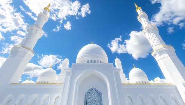 White mosque architecture under blue sky religious landmark and cultural travel destination photo