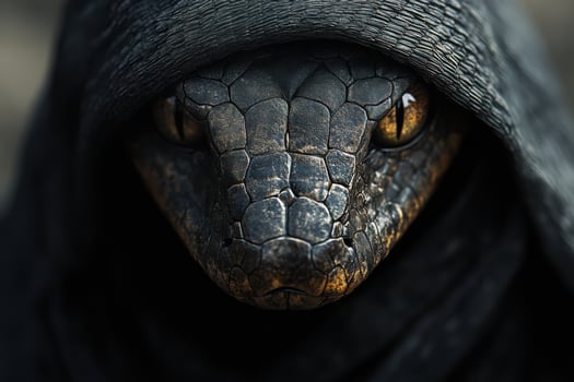 A snake with a hood on its head photo