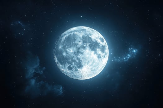 Full moon in the night sky with stars photo