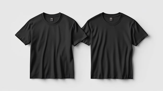 Pair of simple black t shirts apparel mockup for design presentation photo