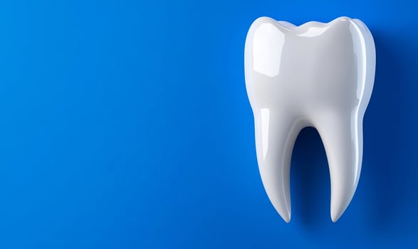 Anatomy of human tooth on blue background dental healthcare and oral hygiene concept photo