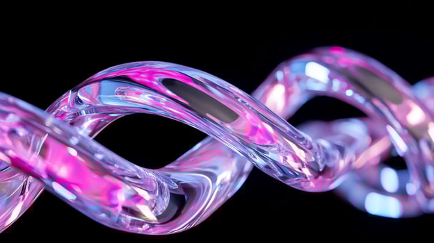 Translucent double helix strand on black background molecular science photo