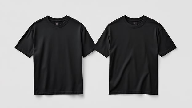 Two black t shirts apparel mockup clothing template photo