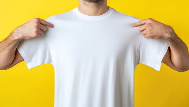 White t shirt on yellow background apparel fashion template photo