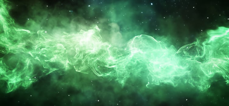 Green nebula abstract background with stars space and energy photo