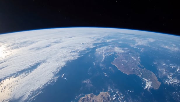 Earth from space view of planet surface and atmosphere photo