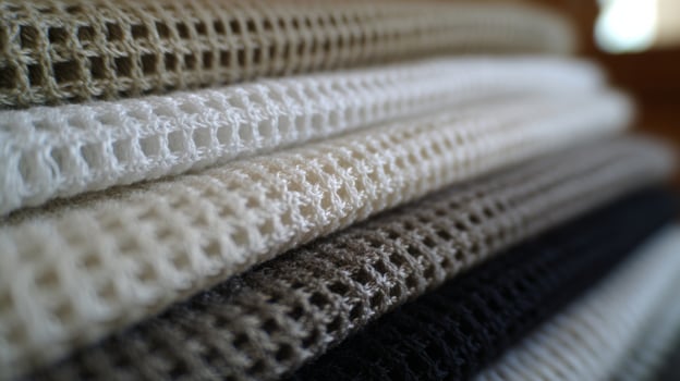 Intricate textured fabric layers evoke cozy hygge vibes, embracing Mabon traditions and tactile autumnal warmth in neutral hues photo