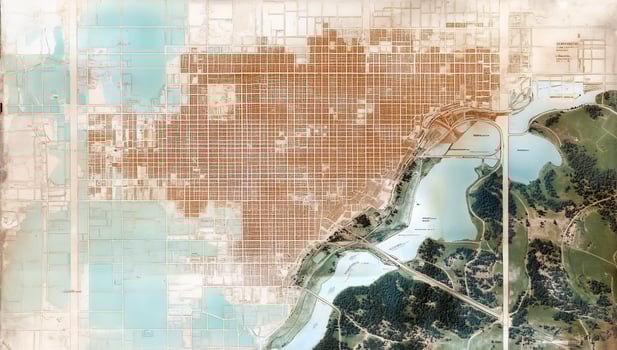 Aerial city grid pattern urban planning map photo