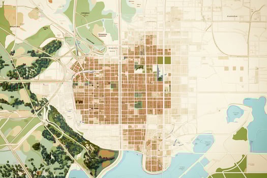 Abstract city map illustration urban planning and infrastructure overhead view photo