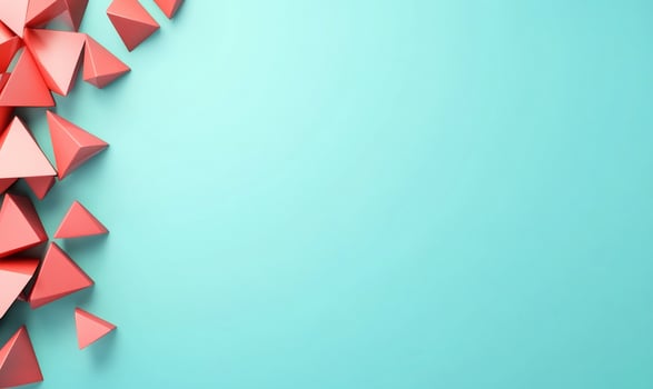 Coral pyramids on turquoise background geometric design photo