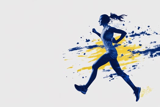 Athletic woman running in motion sport and fitness design photo