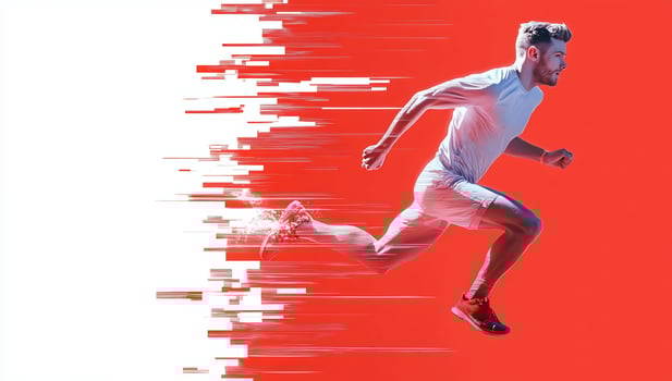 Dynamic runner in pixelated motion high energy sport concept photo