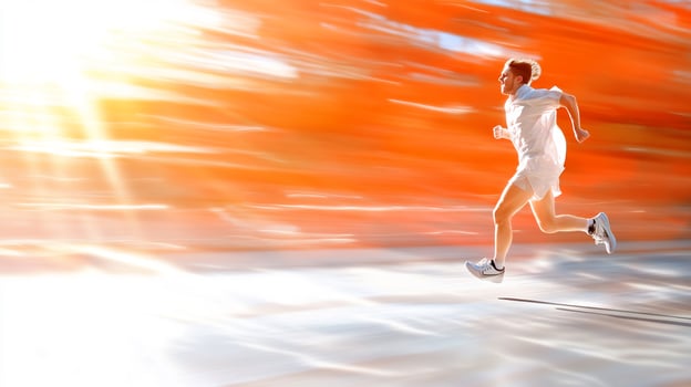 Person running fast with motion blur athleticism and sport activity photo