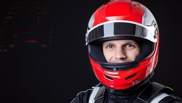 Racing helmet portrait sports safety head protection automotive speed competition photo