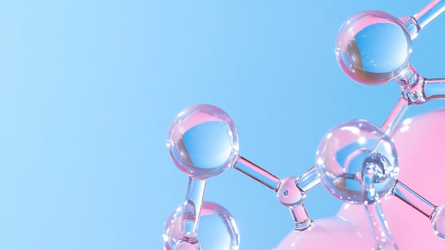 Molecular structure in glass on gradient background science and medicine photo