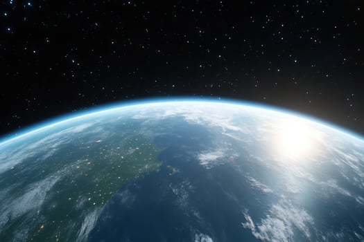 Earth from space starry sky blue planet atmosphere clouds ocean environment exploration photo