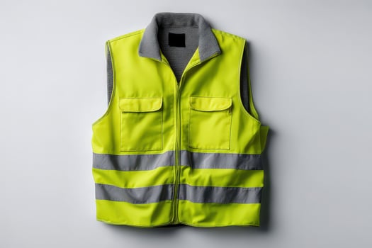 Neon Yellow reflective safety vest on white background photo