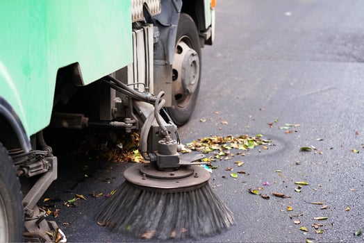 Street cleaning machine on the street photo