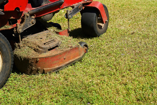 Auto Lawn Mower on a green field photo