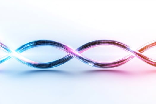 Abstract interconnected double helix structure glowing with gradient colors connectivity and innovation concept photo