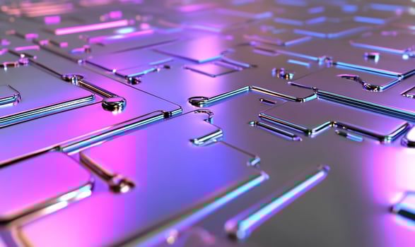 Abstract metallic circuitry technological background with geometric shapes and lines photo
