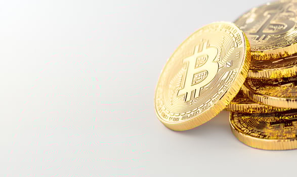 Golden coin stack investment finance and digital currency concept photo