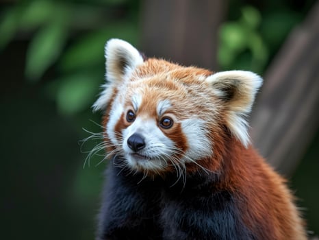 Close up portrait of a red panda in natural habitat photo