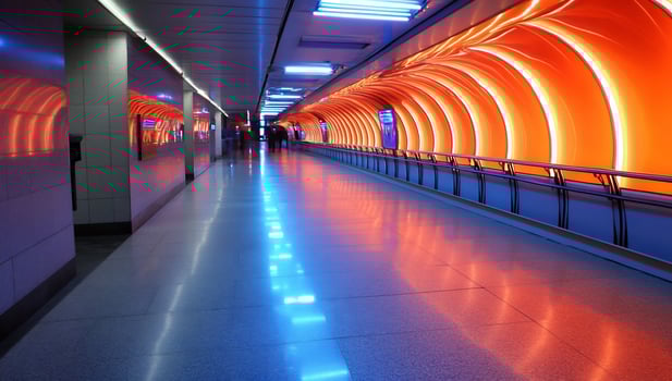 Architectural corridor with modern lighting design interior walkway photo