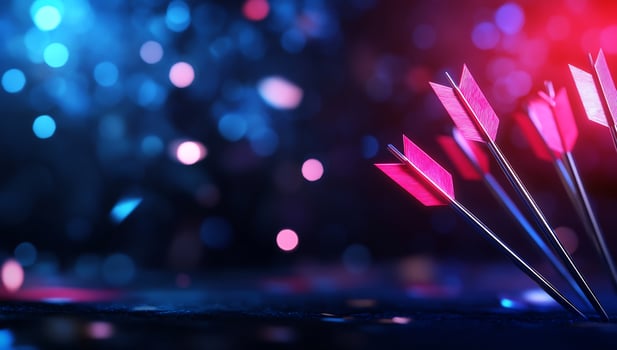Arrows symbolize aim success and target achievement against bokeh background photo