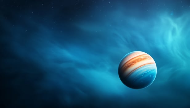 Planet view amidst cosmic space and nebula background photo